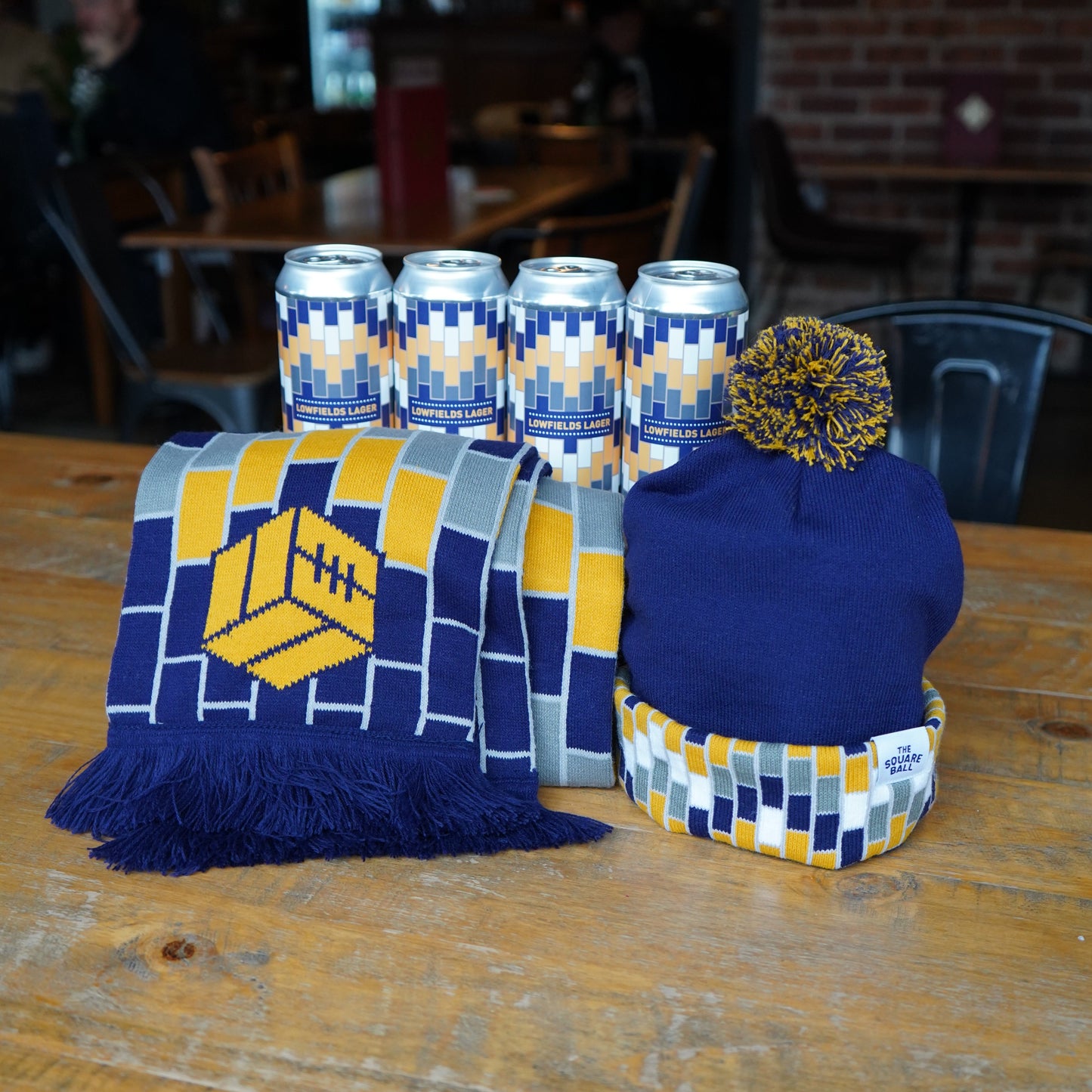 THE SQUARE BALL // LOWFIELDS LAGER SCARF, HAT & 4-PACK BUNDLE