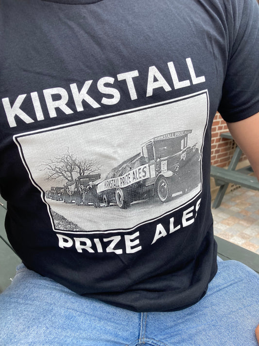 Man Wearing Kirkstall Prize Ales T-Shirt Close Up