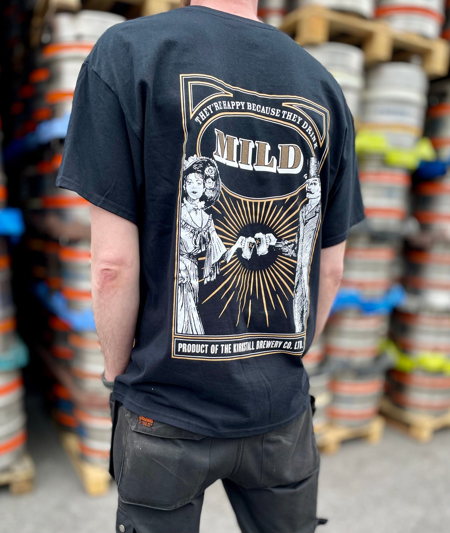 Man Wearing They Drank Mild Black T-Shirt Back View