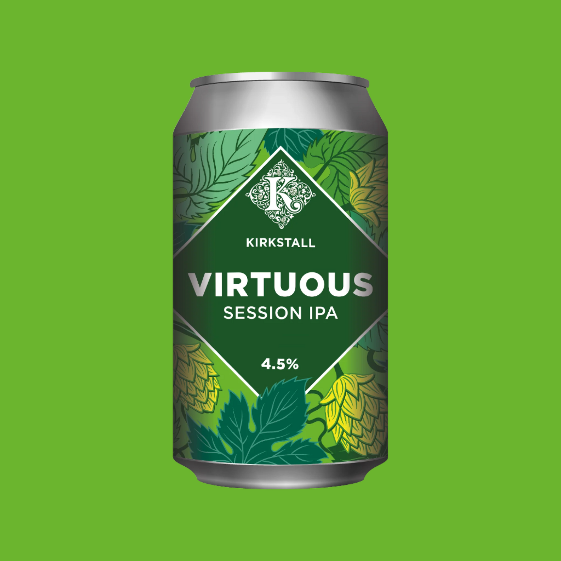 Virtuous 330ml Can On Green Background