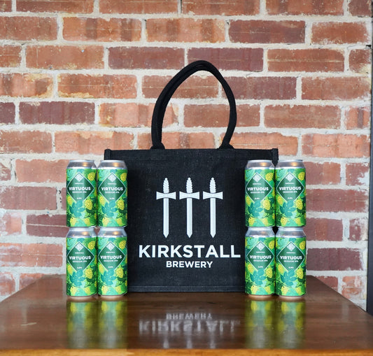 THREE SWORDS JUTE SHOPPER & 8 VIRTUOUS CANS BUNDLE