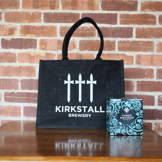 THREE SWORDS JUTE SHOPPER & 4 THREE SWORDS CANS BUNDLE