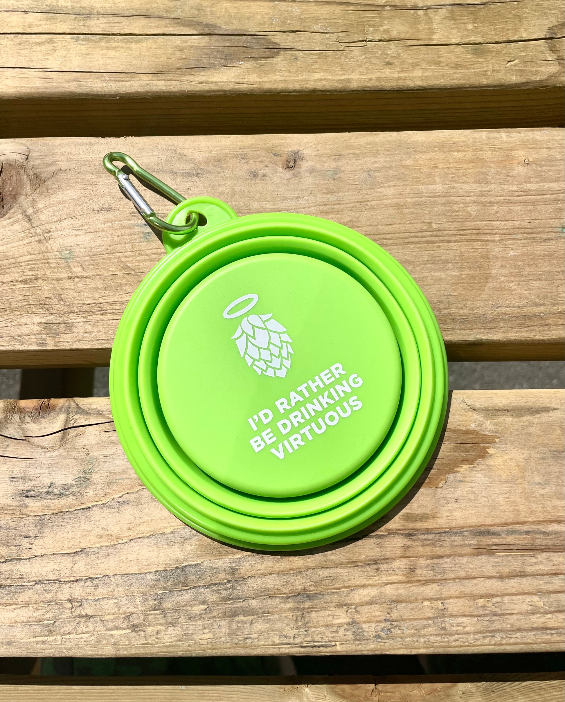 Virtuous Green Collapsible Water Bowl For Dogs 